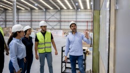 Group of new employees in training at a distribution warehouse